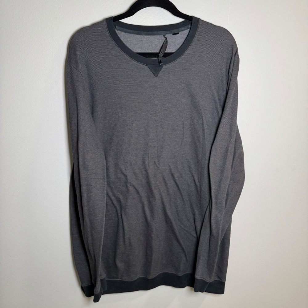 TravisMathew Mens XXL Charcoal Gray Micro Stripe Pima Cotton Blend Sweatshirt